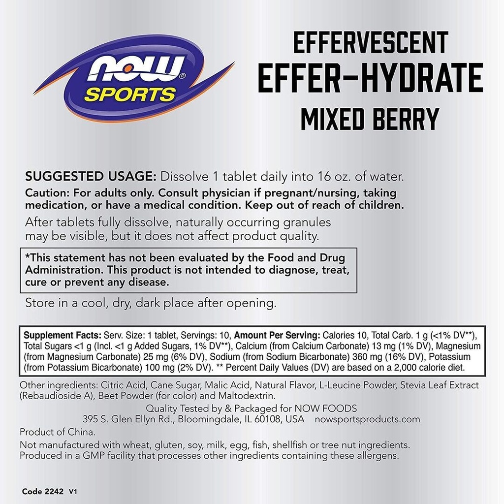 NOW - Effer-Hydrate Effervescent - 10 Tablets