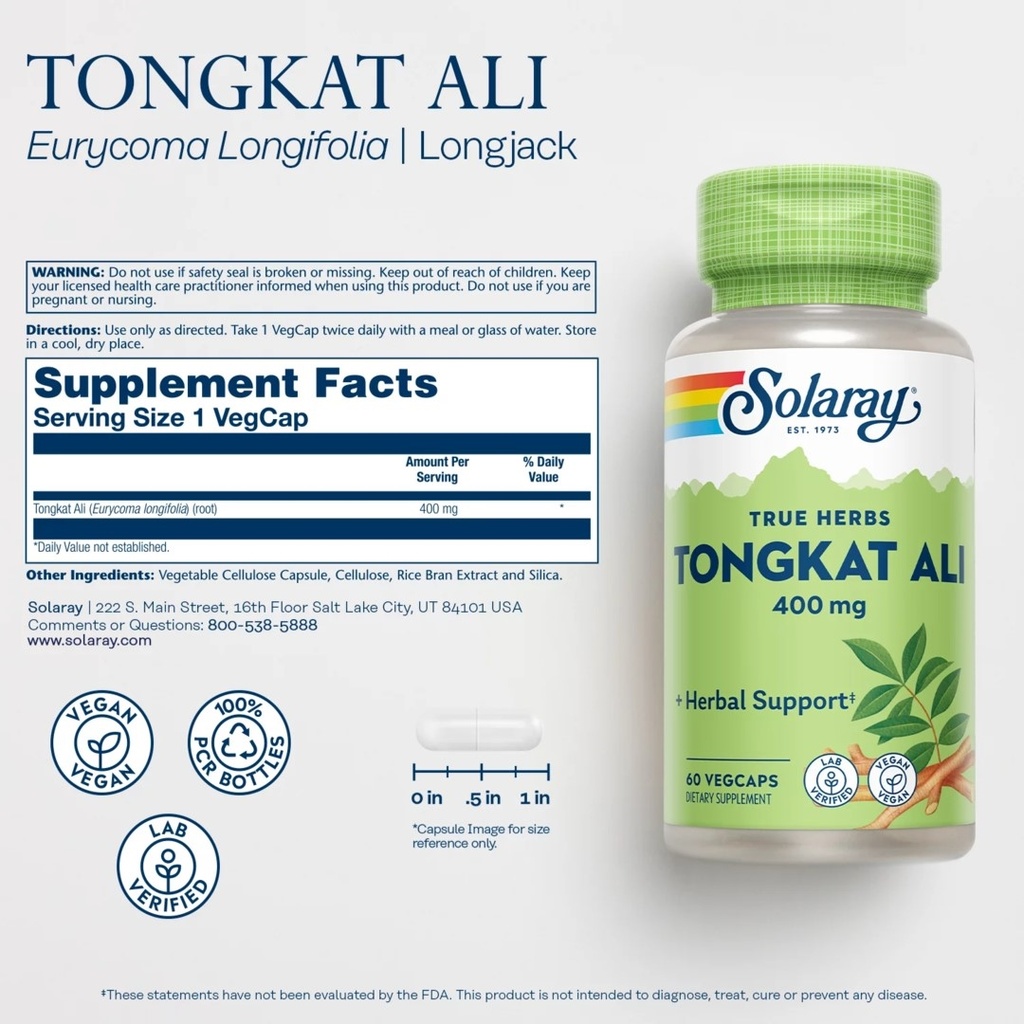 Solaray - Tongkat Ali Root - 400mg - 60 VegCaps