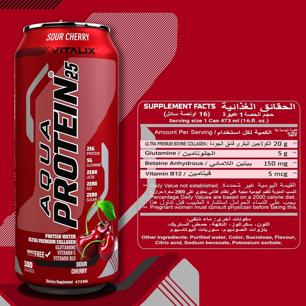 V VITALIX - Aqua Protein Water with 25g Protein - 473 ml