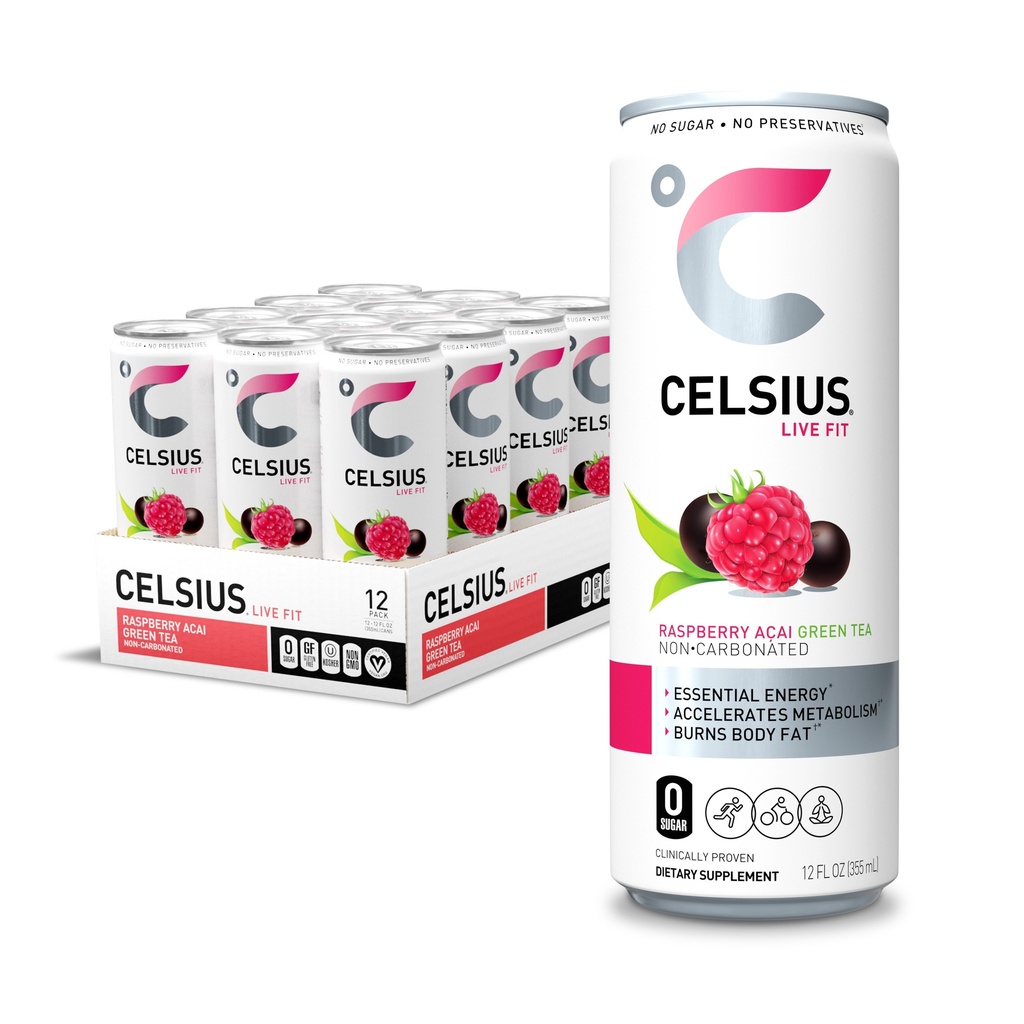 CELSIUS Live Fit Energy Drink - 355ml (1 PC, Raspberry Acai Non-Carbinated)