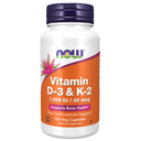 NOW - Vitamin D-3 & K-2 - 120 Veg Capsules